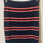 ALC Frank A.L.C. Striped Pull on Pencil Mini Skirt in Navy Blue & Pink - Size Large Photo 0