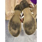 Sesto Meucci Sandals Gold Triangle Detail White Leather Thong Slingback Photo 5