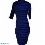 OHNE TITEL‎ 3/4 Sleeve Knit Sweater Knee Dress Striped Bodycon Black Size XS Photo 2