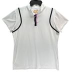 Sport Haley Golf Shirt Womens L White Black Snap Button Tennis Performance Top Size L Photo 0