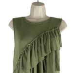 J.Crew Tiered Ruffle Drapey Crew Neck Tank Top Green Size M Photo 3