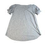 First Love  By Lovelyn Blouse Womens Medium Gray Short Sleeve V-Neck Top Photo 2