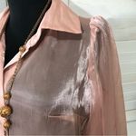 Boston Proper  Sheer Metallic Pink Shirt XS Photo 5