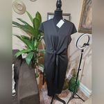 Grace Karin  Black Midi Dress with Tie Front Photo 3