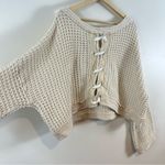 Free People | Lace Up Back Oversized Waffle Knit Sweater Ivory Small Photo 7