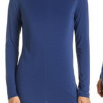 GAP Long Sleeve Shirt Womens Size M Navy Crew Neck Ribbed Soft Blend Casual Blue Size M Photo 0