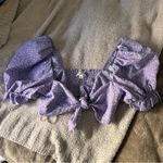 For Love & Lemons  Chelsea puff sleeve purple polka dot tie front top Photo 4