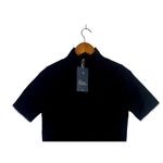 ZARA NWT  Knitwear Collection Short Sleeve Contrast Mock Neck Sweater S Black Photo 1