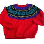 80’s RETRO Chunky knit Red and Purple Sweater by PASTA Size medium Photo 0