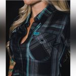 Dixxon Xenos bamboo plaid snap front short sleeve shirt NEW medium Blue Photo 1