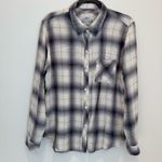 Rails  Womens Top Size L Smoke Ivory Dylan Plaid Long Sleeve Button Up Photo 3