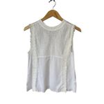 ZARA  White Eyelet Cotton Blouse with Beaded Hem Size S Photo 3