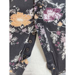 Free People  Womens Blouse Floral Gray Bell Sleeves‎ High Low V Neck S Photo 2