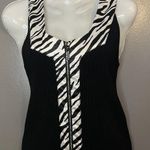 Willi Smith  Top Womens Large Black Zebra Print Zip Front Sleeveless Tank Photo 0