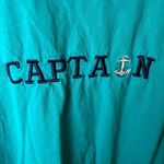 Vintage 80s Captain T Shirt Blue 2XL XXL USA Anchor Embroidered Tee 100% Cotton Photo 4
