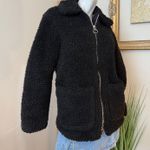 Topshop Black Borg Zip Up Black Teddy Jacket Womens US 4 Photo 2