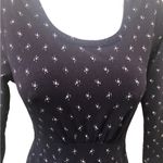 L.L.Bean Empire Empire Waist Knit Printed Dress XS Navy Easy Wear Minimalist Photo 2