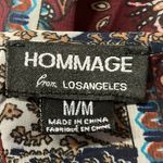 Hommage Women's Patchwork Long Sleeve Mini Dress Size Medium Red Black Tan Photo 14