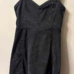 Faded Black/Gray Denim Flare Dress Black Size L Photo 0