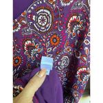 Garnet Hill  Bohemian Purple Floral V-neck 3/4‎ Sleeve lined pockets Dress Size 4 Photo 6