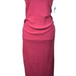 Old Navy Medium Maternity Midi Dress Ribbed Sleeveless Stretch Square Neck Pink Photo 0