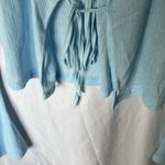 Princess Polly : Light Blue Barbarossa Ribbed Tie-Front Top- Bell Sleeve- 4 Photo 7