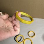 Vtg Bakelite Bangle Bracelets Craved Yellow Green TESTED‎ MCM Retro Spacer Corn Photo 6