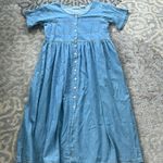 Vintage True Blue Button Down Denim Dress Blue Large Photo 0