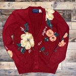 Herman Geist Vintage 90’s Hand embroidered Linen blend Floral Knit Cardigan Photo 0