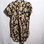 VTG‎ Black Gold Jewelry Print Satin Jacquard Mini Night Dress Tunic Lace Bow XXL Photo 1