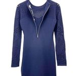 Milly NWT Dress Navy Blue Fractured Pointelle Bodycon Sheath Women’s Size Medium Photo 0