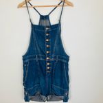 Anthropologie Pilcro denim button front short overalls. Size 29 Blue Photo 2