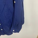 New Directions Weekend Long Sleeve V Neck Button Down Shirt Blue Size L Photo 2