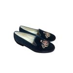 STUBBS & WOOTTON Embroidered Velvet Flats Shoes Crown 6.5 Black Gold Photo 1