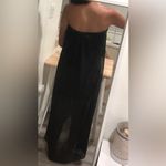 Bebe  Long Strapless Maxi Dress Black Small Pleated Open Leg Slit Photo 2