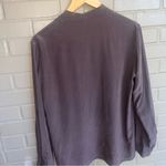 Antonio Melani Truly Beautiful Silk Blouse V Neck Charcoal Button Sleeves M Photo 5