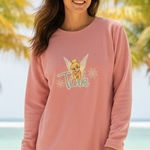Disney  Tinkerbell Pink Fleece Long Sleeve Sweatshirt Top Women's Large Photo 1