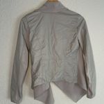 BLANK NYC  Grey Faux Leather Moto Diagonal Zip Jacket Y2K Minimalist Neutral Boss Photo 5