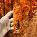 Womens Orange Dyed Sheared Beaver Genuine Fur Hooded Zip Jacket Coat Size Large Photo 8