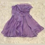 NWOT Sonya Moda Rosa Strapless Silk Lilac Purple Organza mini Dress sz S Photo 4