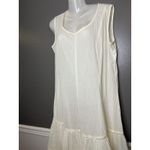 White Tiered Flowy Maxi Dress Womens 36 Sleeveless V Neck Boho Summer Casual Size L Photo 5
