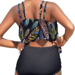 New Duostick XXL Swim Multicolor Tankini Tropical Feather Print Top Vacation Photo 2