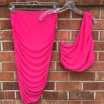 House Of Harlow 1960 2 Piece MIDI Skirt & Top Set Ruched Stretch Mesh sz xs Pink Photo 0