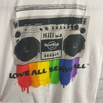 Hard Rock Cafe  Boombox Pride tee white unisex rainbow retro love cotton Small Photo 4
