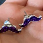 sparkly purple mustache earrings Photo 2