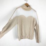 Oblique Creations Tan Illusion Oversized Sweater Size Medium Turtleneck Ribbed Photo 7