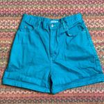 90s VTG HONORS HIGH RISE TEAL DENIM MOM SHORTS Green Size 27 Photo 1