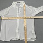 SheIn  Blouse White S Sheer Button Down Long Sleeve Shirt Top Collared Cuffs Photo 2