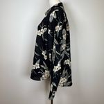 Lands' End 100% Linen Black Floral Button-front Shirt Women’s Size Medium (10-12) Photo 3