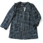 J.Crew NWT Tweed Swing Lady Coat in Raven Black Fringe Trim Coat 8 $198 Photo 1